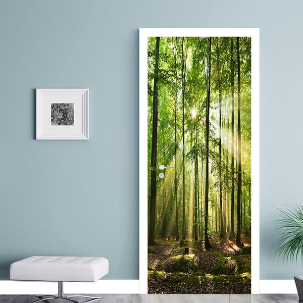 StyleO 77x200cm Etiqueta de Puerta 3D Bodega Foto Mural Trompe l'oeil Calcomanías de Pared PVC Papel Pintado Impermeable para Dormitorio Baño Cocina Decoración Pegatinas de Puerta brillar Electrónica