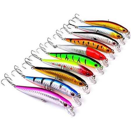 10pcs Fishing Lures - Life-Like Swimbait Minnow Hard Lure Bass Trout Baits Kit Topwater Hard Baits Crankbait Swimbait for Saltwater Freshwater$$Sport & Recreation Other