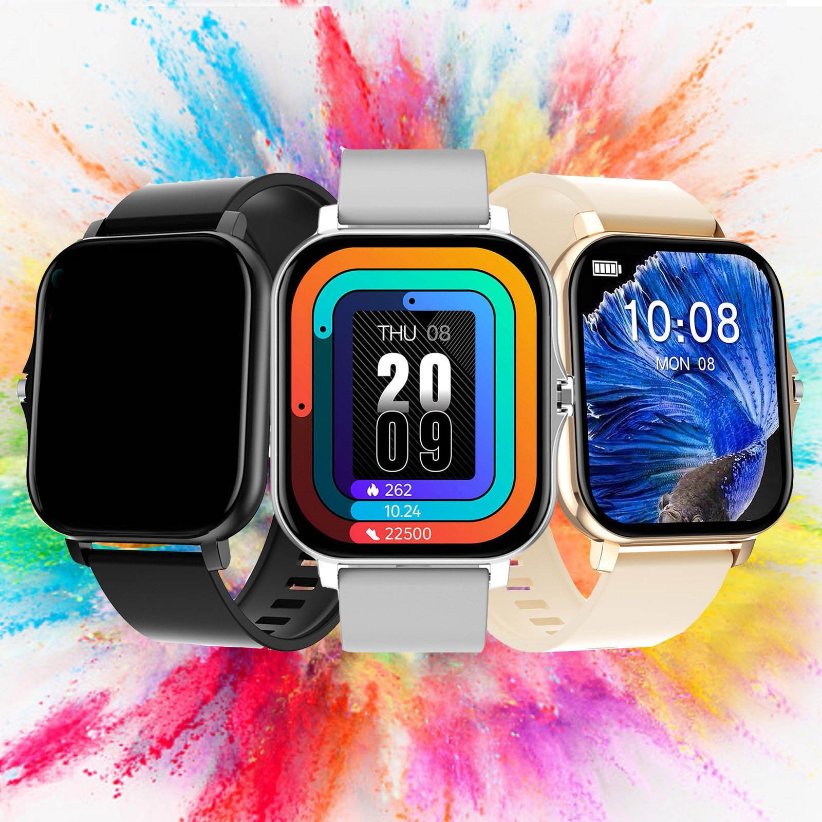 Rojia Smart Watch for Women Men, 1.7 Inch Large Screen Smartwatch for Android and Ios Phone with Bluetooth for Sleep Monitoring Call Reminder Smart Watch
