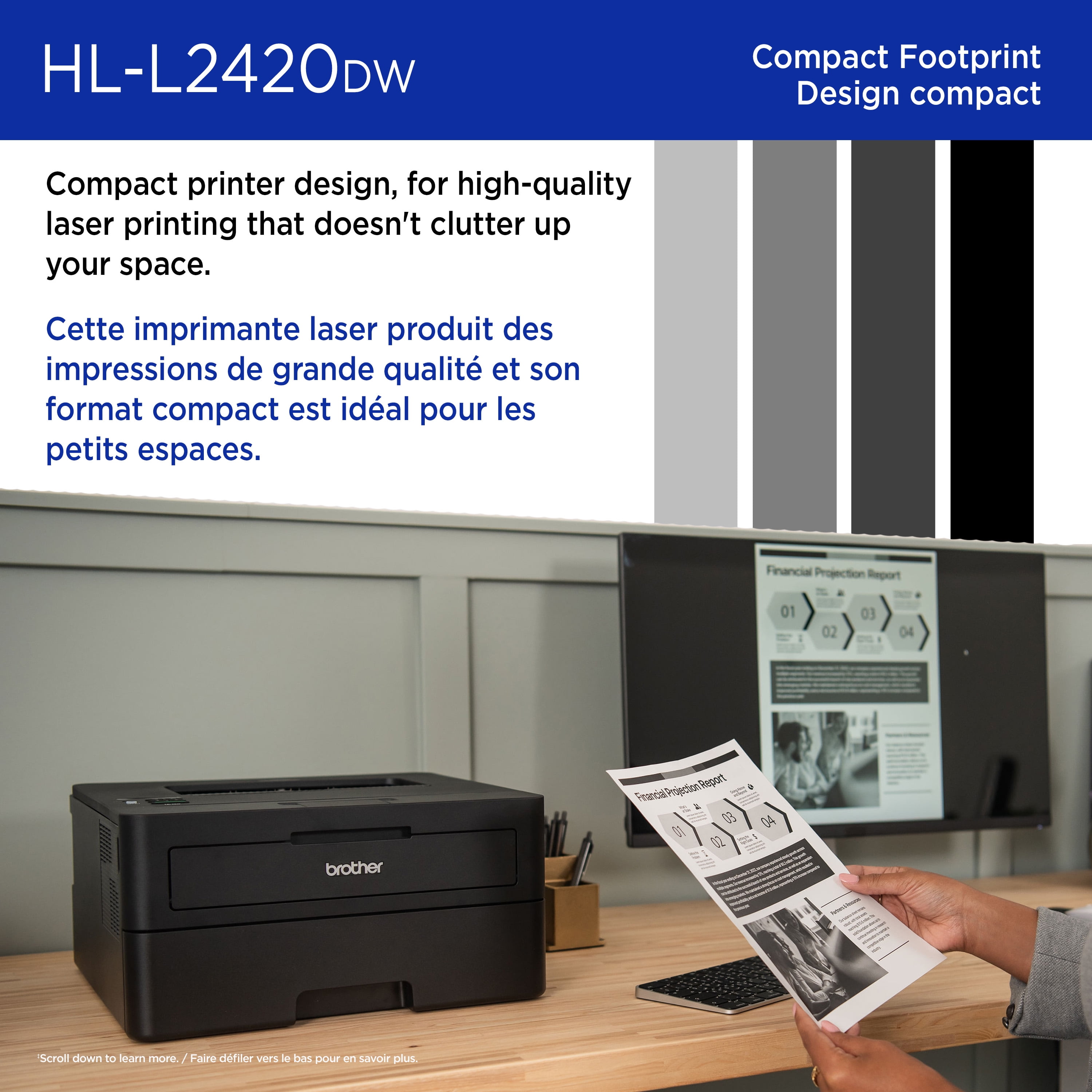 Brother HL-L2420DW mprimante laser monochrome compacte sans fil, impression recto verso pis mobile, compatible avec l’abonnement Refresh