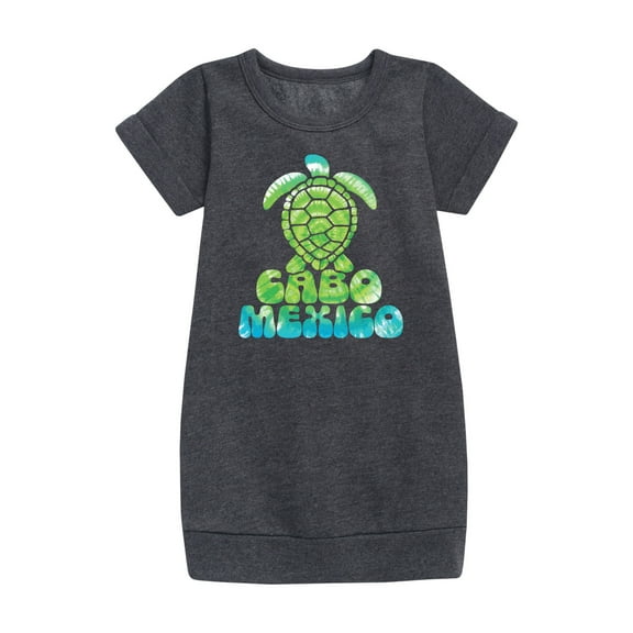 Instant Message - Cabo Mexico Sea Turtle  - Toddler & Youth Girls Fleece Dress