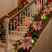 Litrail Christmas Glitter Bow Ornament, Iridescent Sparkle (Blue/Purple/White), Durable Plastic for Tree & Gift Wrapping (5.9in)