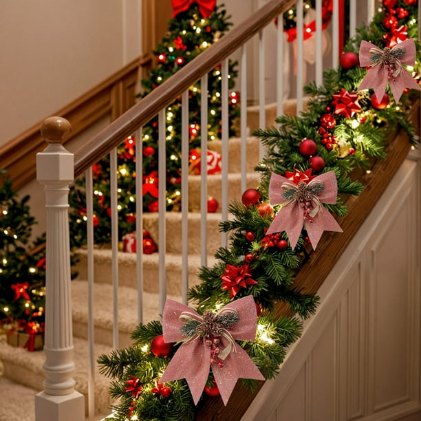 mfyjkho Lazo De Plástico Para Árbol De Navidad Con Bridas Para Envolver Regalos, Decoración Navideña Para Centro Comercial, 18 X 17 Cm, 1 Paquete