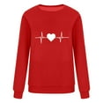 thumbnail image 3 of T-shirt de la Saint-Valentin pour Femmes 2024, Chandails à Col Rond, T-Shirts Décontractés avec Cœur, T-Shirts Graphiques Amples à Manches Longues, Chandails à Enfiler, Hauts Mode pour les Fêtes, T-Shirt, 3 of 3