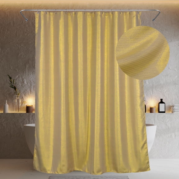 Gold Glitter Shower Curtains for Bathroom: Waterproof Washable, 72"Lx72"W