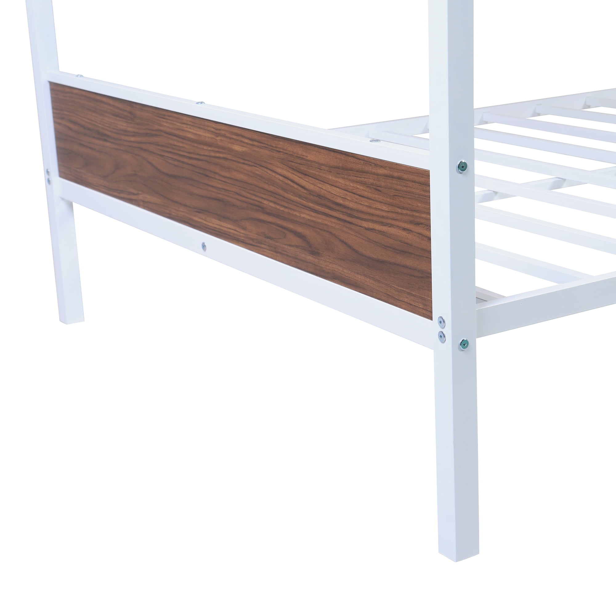 Kepooman Wood Bunk Bed Security, Full-Over-Full, White/Brown Kepooman Wood Bunk Bed Security, Full-Over-Full, White/Brown