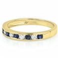 thumbnail image 2 of Dazzlingrock Collection 18K Round White Diamond & Blue Sapphire Ladies Anniversary Wedding Stackable Band, Yellow Gold, Size 7.5, 2 of 5