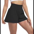 thumbnail image 3 of Pantalones Cortos Fluidos para Correr, para Mujer, para Entrenamiento, Atletismo, Gimnasio, Yoga, Cintura Alta, con Bolsillos, Verano. Negro L, 3 of 10