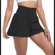 thumbnail image 3 of Pantalones Cortos Fluidos para Correr, para Mujer, para Entrenamiento, Atletismo, Gimnasio, Yoga, Cintura Alta, con Bolsillos, Verano. Negro S, 3 of 10