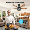 thumbnail image 6 of Consciot 52 inch Ceiling Fan with Light, Matte Black, 5 Blades, Remote Control, Reverse Airflow, 6 Speeds, Dimmable, 6 of 9