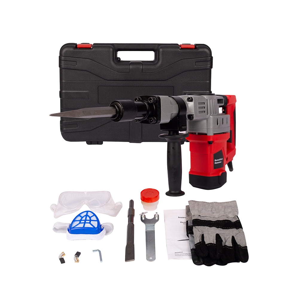 CJC 1280W Heavy Duty Electric Demolition Jack Hammer Concrete Breaker Power Trigger Lock with Chisel Bit & Carrying Case