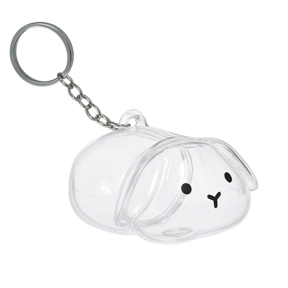 One Pcs Clear Rabbit Fur Hair Keepsake - Bunny Keychain Charm With Bow, Cute Pet Memorial Pendant for Hair, Glitter, Sand or Ashes, Small Bunny Keychain Charm Attachable