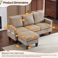 thumbnail image 6 of Ktaxon Convertible Sectional Sofa, L Shaped Couch with Storage Ottoman, Corduroy 3-Seater Couch for Small Space Living Room Khaki, 6 of 8
