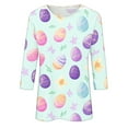 thumbnail image 6 of Feancey Easter Tops Women 3/4 Sleeve Cute Rabbit Print T Shirts Loose Fit Trendy Eggs Graphic Tee Dressy Casual Round Neck Party Blouse Purple 3XL, 6 of 6