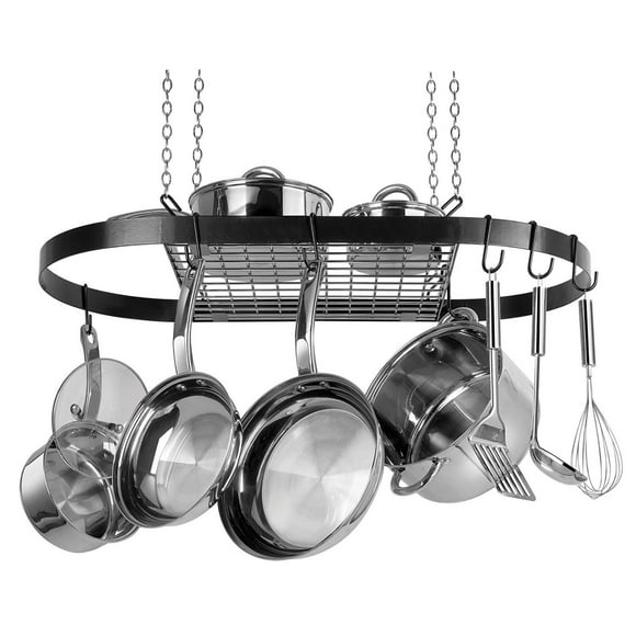 Range Kleen CW6000 Rack à casseroles ovale suspendu en acier émaillé noir