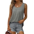 thumbnail image 3 of STARVNC Women Crew Neck Ruched Sleeveless Mid-Length Tank Top, 3 of 4