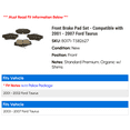 thumbnail image 2 of Front Brake Pad Set - Compatible with 2001 - 2007 Ford Taurus 2002 2003 2004 2005 2006, 2 of 2