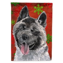 Akita Red Snowflakes Holiday Christmas Garden Flag