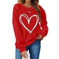 thumbnail image 1 of T-shirt de la Saint-Valentin pour Femmes 2024, Chandails à Col Rond, T-Shirts Décontractés avec Cœur, T-Shirts Graphiques Amples à Manches Longues, Chandails à Enfiler, Hauts Mode pour les Fêtes, T-Shirt, 1 of 4
