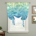 thumbnail image 2 of Turquoise Blue Teal Tie Up Curtain Valance for Window,Adjustable Rod Pocket Window Curtains Shades,Chic Stained Glass Texture Aesthetic Light Filtering Valance Drapes for Living Room Bedroom 42"x54", 2 of 9