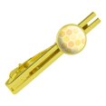 thumbnail image 1 of Yellow Honeycomb Pattern Round Tie Bar Clip Clasp Tack Gold Color Plated, 1 of 4