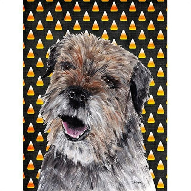 Carolines Treasures SC9529GF Border Terrier Halloween Candy Corn Flag Garden Size