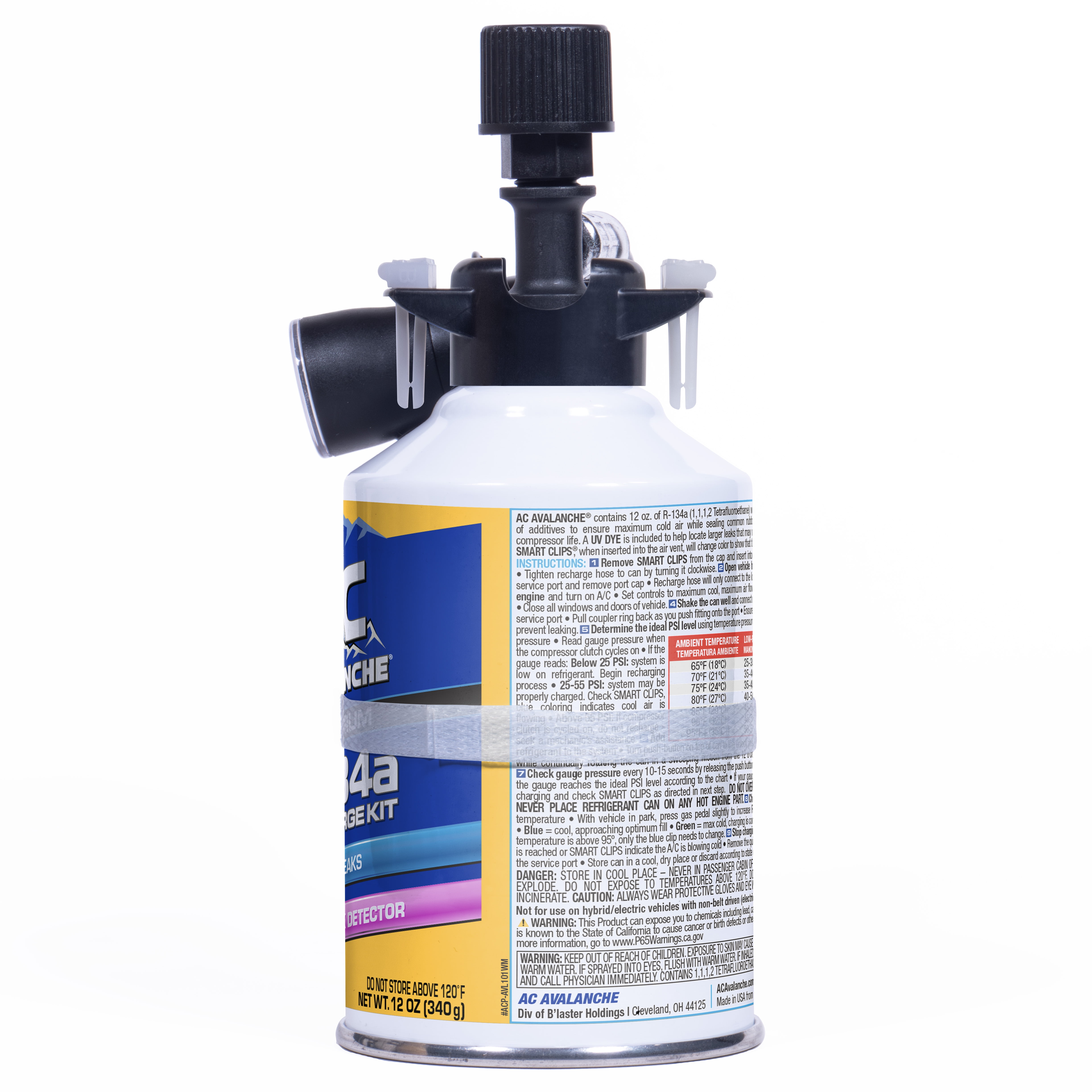 AC Avalanche 12oz. R134a Automotive Refrigerant Kit w/Analog Gauge