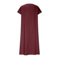 thumbnail image 4 of CIENVNSTG Dresses for Women Summer Short Sleeve V Neck Maxi Dress Plus Size Loose Casual Flowy Swing A Line Beach Sundress Wine 2XL, 4 of 6