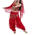 thumbnail image 3 of BellyLady Belly Dance Hip Scarf 158 Gold Coins Dance Skirt-Red, 3 of 6