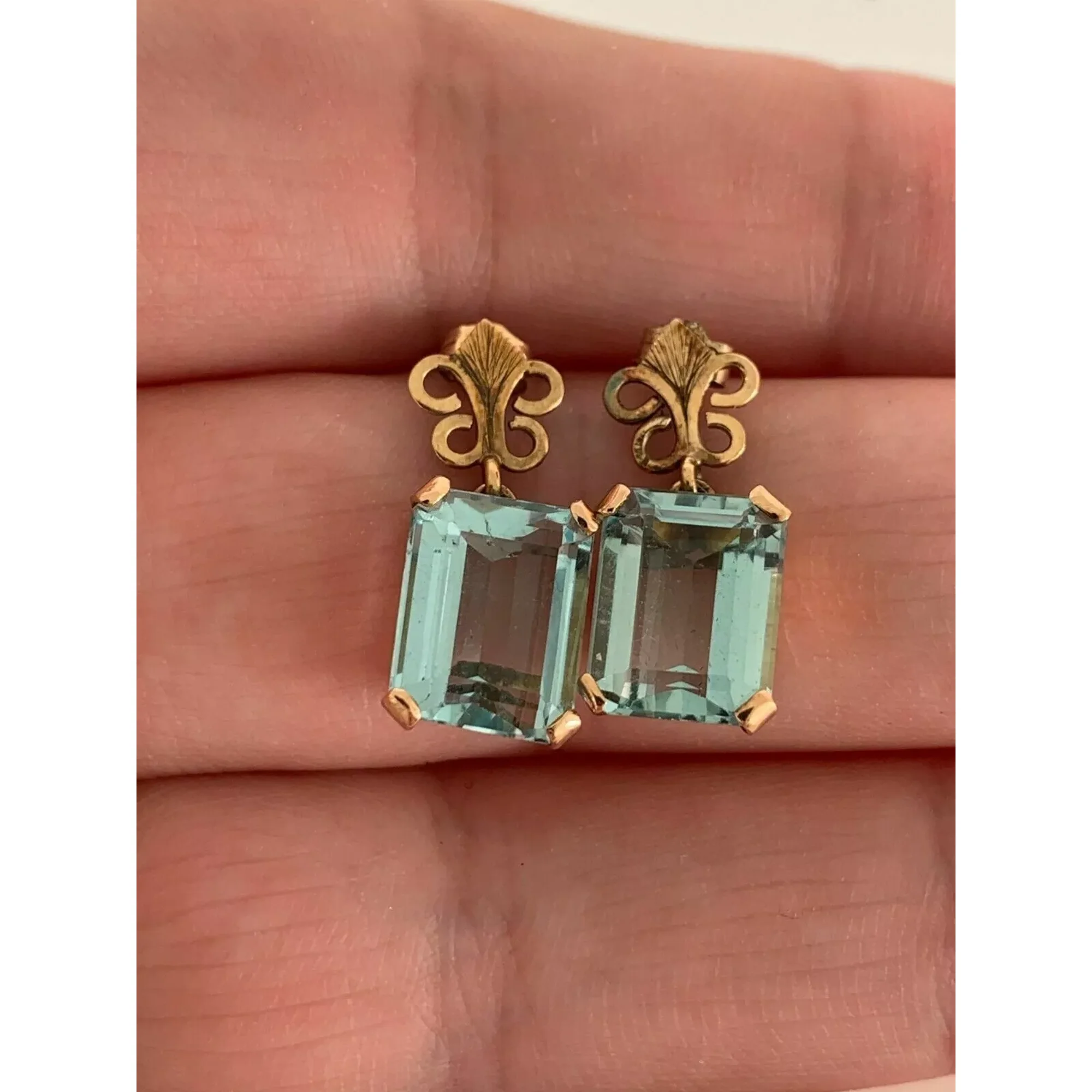 3 Ct Emerald Cut Cubic Zirconia Blue Diamond Drop Dangle Earrings in 14K Rose Gold Over Sterling Silver – Elegant Women's Jewelry