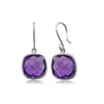 thumbnail image 3 of Gem Stone King 925 Sterling Silver Amethyst Dangle Women's Earrings (12.00 Cttw Gemstone Birthstone Cushion Checkerboard Cut 12MM), 3 of 5