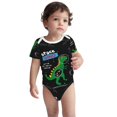 thumbnail image 3 of Daiia Space Dino Cartoon Black Printed Unisex-Baby Short Sleeve Onesies Bodysuits Baby Climbing Clothes Soft and Comfortable Romper with Expandable Shoulder Design-3 Months, 3 of 8
