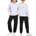 thumbnail image 4 of LEKWK 2-Piece Sweatsuit Set for Kids Unisex Solid Pullover Hoodie Sweatshirt Jogger Pants Fleece Lined Tracksuit Winter Warm Activewear Fit, 4 of 5