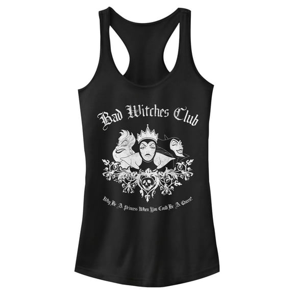 Junior's Disney Princesses Bad Witches Club Racerback Tank Top Black X Small