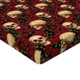thumbnail image 4 of Ambesonne Skulls and Roses Fitted Sheet, Romantic Flowers, Queen Size, Ecru Dark Pink and Maroon, 4 of 5