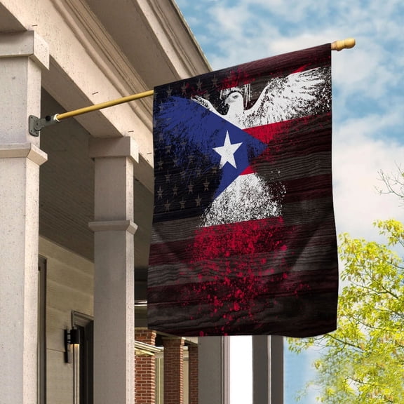 American Flag- Puerto Rican Flag Puerto Rico US Friendship Forever July 4 Decoration House Flag, Double-Sided Decorative Outdoor Flag, Patriotic Polyester Yard Flag 29.5 x 39.5 in
