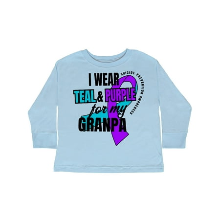 

Inktastic Suicide Prevention I Wear Teal and Purple for My Granpa Gift Toddler Boy or Toddler Girl Long Sleeve T-Shirt