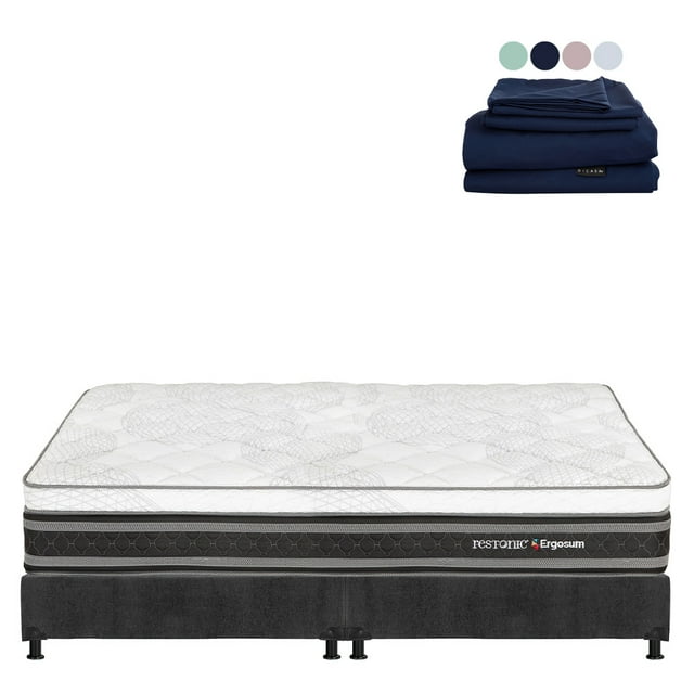 Colchón King Size Ergosum Restonic + Box + Sabanas Softy