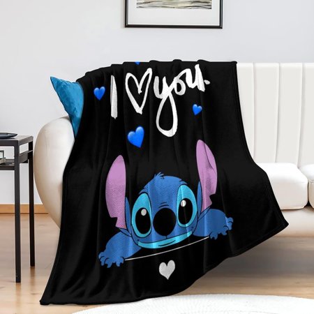 Stitch Blanket Throw Anime Blankets Lilo And Stitch Stuff Bedding Birthday Gifts for Boys Girls Kids Women Adults Home Decor 50"X40"