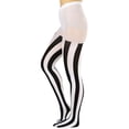 thumbnail image 2 of ToBeInStyle Women's Opaque Wide Vertical Stripes Tights - Black/White, 2 of 8