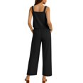 thumbnail image 6 of Mifsaly Linen Sets for Women 2 Piece Summer Set Soild Color Lounge Matching Outfits Sleeveless Tank Tops & High Waist Wide Leg Pants with Pockets XXL, 6 of 9