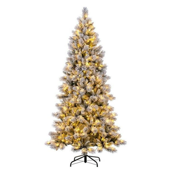 Vickerman 6.5 ft. x 40 in. Frosted Scotch Pine Artificial Pre-Lit Christmas Tree, 400 Warm White Lights - Green