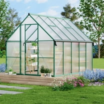 8'X10' Aluminum-Framed Polycarbonate Greenhouse,with Quick Setup Structure and Roof Vent, Large Enhanced Aluminum Greenhouses Kit for Outdoors,Green