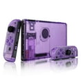 thumbnail image 3 of eXtremeRate Clear Atomic Purple Back Plate for Nintendo Switch Console, NS Joycon Handheld Controller Housing with Full Set Buttons, DIY Replacement Shell for Nintendo Switch, 3 of 9