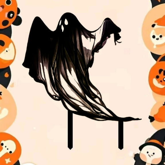 CAIMYY Spooky Halloween Yard Decor - Metal Ghost Garden Stakes for Outdoor Graveyard Party Decor, Weather-Resistant Lawn Sign with 3D Silhouette Design,Easy Insert for Pathway Porch Patio