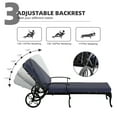 thumbnail image 4 of Aluminum Reclining Outdoor Chaise Lounge with Wheels and Cushions(set of 2)-Navy Blue, 4 of 5