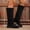 Black, variant on Womens Casual Winter Knee High Boots Low Heel Suede Sleeve Comfortable Versatile Shoes Low Heel Fall Slouchy Winter Boots
