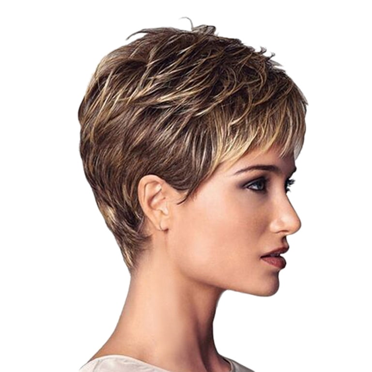 Short Pixie Cut Wigs with Bangs Layered Wavy Hair Synthetic Hair Replacement s-l400.jpg main image 2