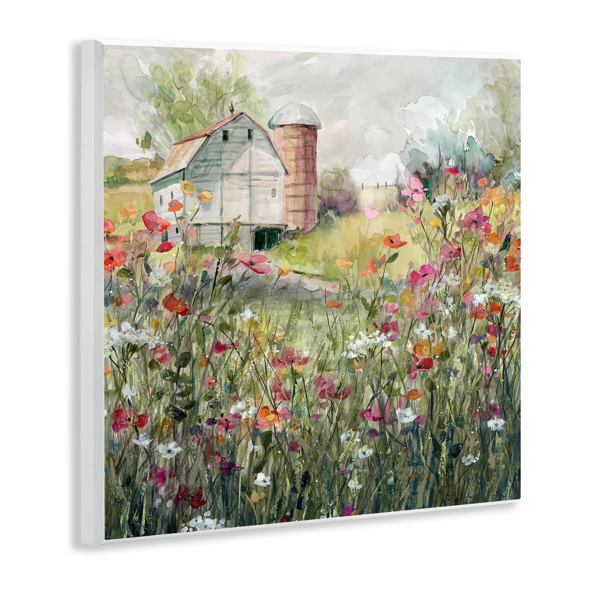 Stupell Industries Vibrant Flower Blossoms Surrounding Rural Barn Nature Painting Unframed Art Print Wall Art, Design by Carol Robinson