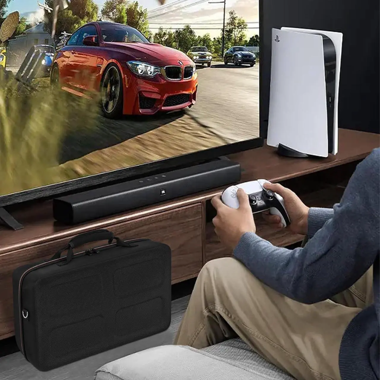 Hard Shell Carrying Case Compatible with PS5, Travel Bag Holds PlayStation 5 Disk Digital Edition, Games and Gaming Accessories